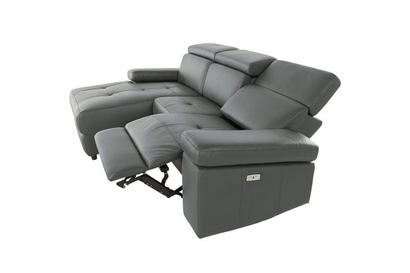 Hörnsoffa 3-sits Rayland Grå, PU, Vänster Elektrisk Fåtölj - Grå, PU, Vänster Elektrisk Fåtölj - Möbler - Soffa - Biosoffa & reclinersoffa