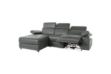 Hörnsoffa 3-sits Rayland Grå, PU, Vänster Manuell Fåtölj - Grå, PU, Vänster Manuell Fåtölj - Möbler - Soffa - Biosoffa & reclinersoffa