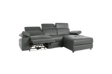 Hörnsoffa 3-sits Rayland Grå, PU, Höger manuell vilstol - Grå, PU, Höger manuell vilstol - Möbler - Soffa - Biosoffa & reclinersoffa