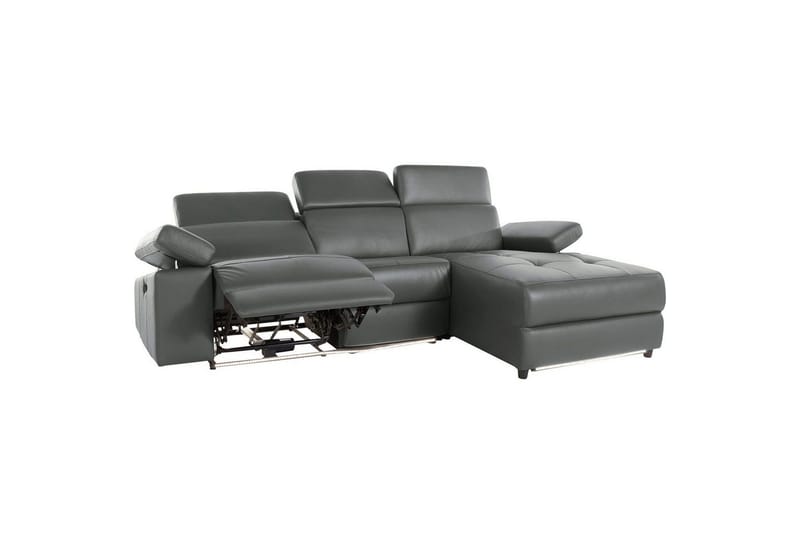 Hörnsoffa 3-sits Rayland Grå, PU, Höger manuell vilstol - Grå, PU, Höger manuell vilstol - Möbler - Soffa - Biosoffa & reclinersoffa