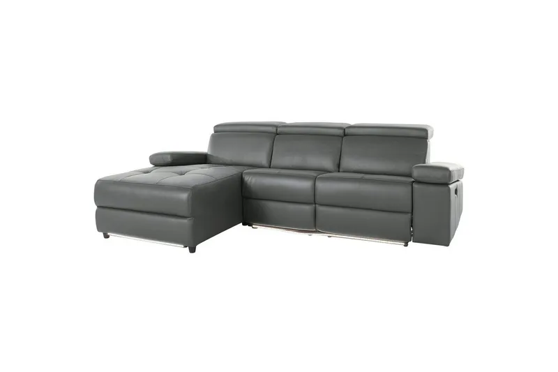 Hörnsoffa 3-sits Rayland Grå, PU, Vänster Manuell Fåtölj - Grå, PU, Vänster Manuell Fåtölj - Möbler - Soffa - Biosoffa & reclinersoffa