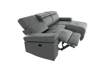 Hörnsoffa 3-sits Rayland Grå, PU, Höger manuell vilstol - Grå, PU, Höger manuell vilstol - Möbler - Soffa - Biosoffa & reclinersoffa