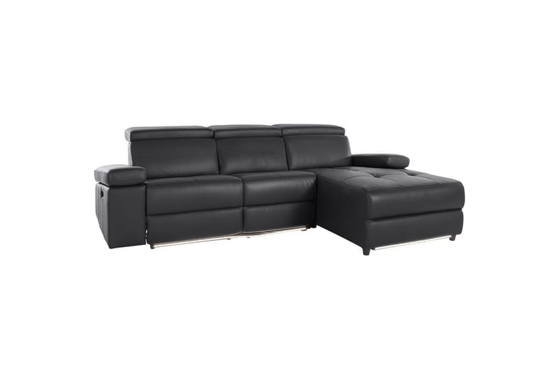 Hörnsoffa 3-sits Rayland Svart, Läder/PU, Höger manuell vilstol - Svart, Läder/PU, Höger manuell vilstol - Möbler - Soffa - Biosoffa & reclinersoffa