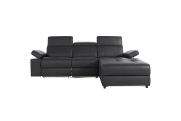 Hörnsoffa 3-sits Rayland Svart, Läder/PU, Höger manuell vilstol - Svart, Läder/PU, Höger manuell vilstol - Möbler - Soffa - Biosoffa & reclinersoffa