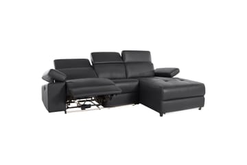 Hörnsoffa 3-sits Rayland Svart, Läder/PU, Höger manuell vilstol - Svart, Läder/PU, Höger manuell vilstol - Möbler - Soffa - Biosoffa & reclinersoffa