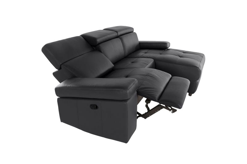Hörnsoffa 3-sits Rayland Svart, Läder/PU, Höger manuell vilstol - Svart, Läder/PU, Höger manuell vilstol - Möbler - Soffa - Biosoffa & reclinersoffa