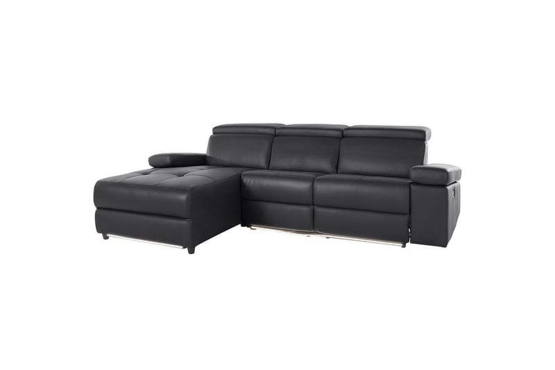Hörnsoffa 3-sits Rayland Svart, Läder/PU, Vänster Elektrisk Fåtölj - Svart, Läder/PU, Vänster Elektrisk Fåtölj - Möbler - Soffa - Biosoffa & reclinersoffa
