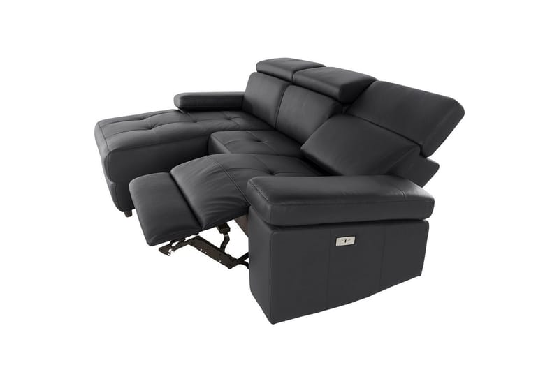 Hörnsoffa 3-sits Rayland Svart, Läder/PU, Vänster Elektrisk Fåtölj - Svart, Läder/PU, Vänster Elektrisk Fåtölj - Möbler - Soffa - Biosoffa & reclinersoffa