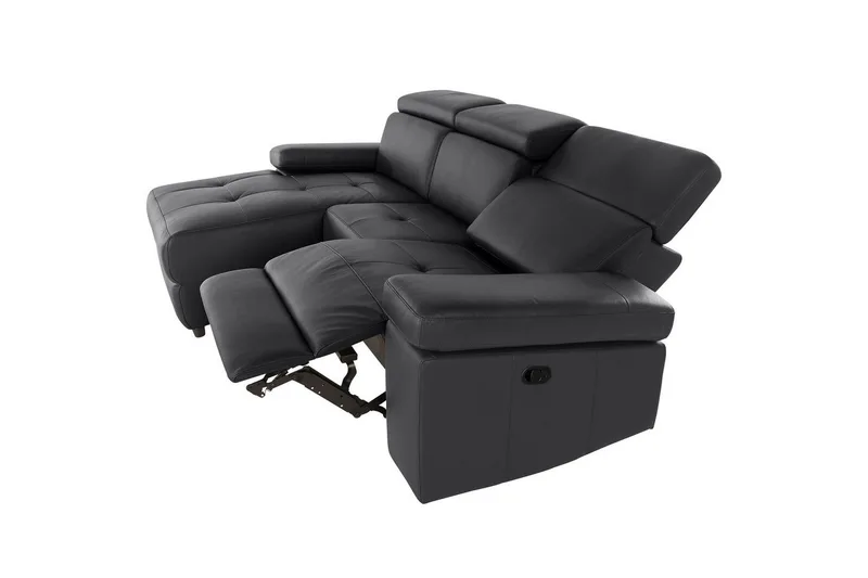 Hörnsoffa 3-sits Rayland Svart, PU, Vänster Manuell Fåtölj - Svart, PU, Vänster Manuell Fåtölj - Möbler - Soffa - Biosoffa & reclinersoffa