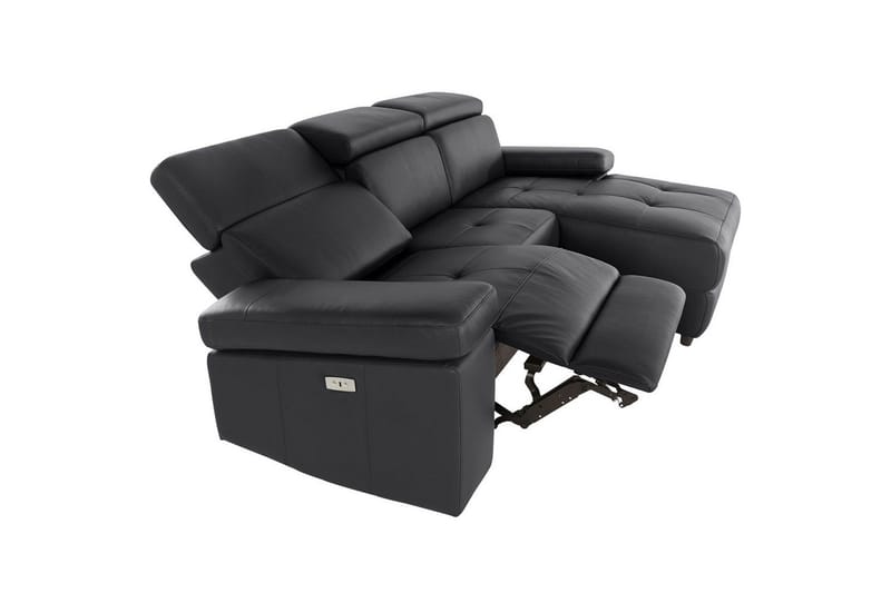 Hörnsoffa 3-sits Rayland Svart, PU, Höger elektrisk vilstol - Svart, PU, Höger elektrisk vilstol - Möbler - Soffa - Biosoffa & reclinersoffa