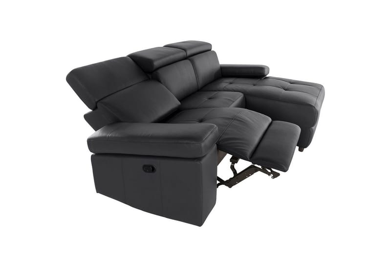 Hörnsoffa 3-sits Rayland Svart, PU, Höger manuell vilstol - Svart, PU, Höger manuell vilstol - Möbler - Soffa - Biosoffa & reclinersoffa