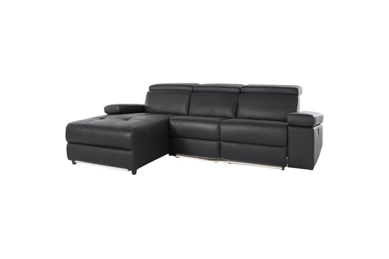 Hörnsoffa 3-sits Rayland Svart, PU, Vänster Elektrisk Fåtölj, Svart, PU, Vänster Elektrisk Fåtölj