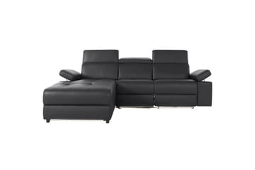 Hörnsoffa 3-sits Rayland Svart, PU, Vänster Manuell Fåtölj - Svart, PU, Vänster Manuell Fåtölj - Möbler - Soffa - Biosoffa & reclinersoffa