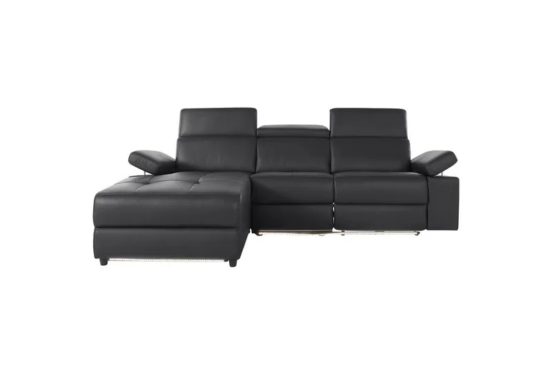 Hörnsoffa 3-sits Rayland Svart, PU, Vänster Manuell Fåtölj - Svart, PU, Vänster Manuell Fåtölj - Möbler - Soffa - Biosoffa & reclinersoffa