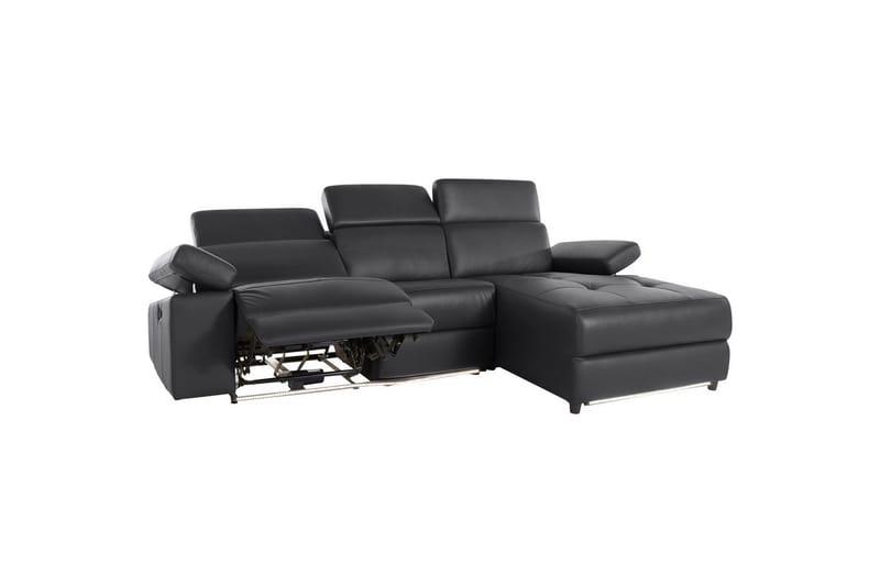 Hörnsoffa 3-sits Rayland Svart, PU, Höger manuell vilstol - Svart, PU, Höger manuell vilstol - Möbler - Soffa - Biosoffa & reclinersoffa