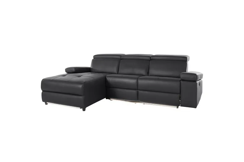 Hörnsoffa 3-sits Rayland Svart, PU, Vänster Manuell Fåtölj - Svart, PU, Vänster Manuell Fåtölj - Möbler - Soffa - Biosoffa & reclinersoffa