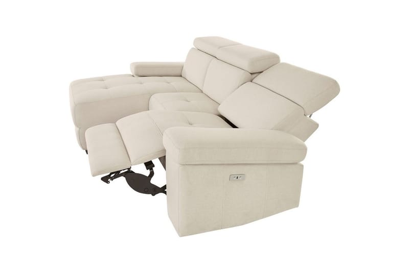 Hörnsoffa 3-sits Rayland Vit, Sunday tyg, Vänster Elektrisk Fåtölj - Vit, Sunday tyg, Vänster Elektrisk Fåtölj - Möbler - Soffa - Biosoffa & reclinersoffa