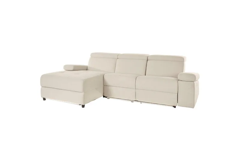 Hörnsoffa 3-sits Rayland Vit, Sunday tyg, Vänster Elektrisk Fåtölj, Vit, Sunday tyg, Vänster Elektrisk Fåtölj