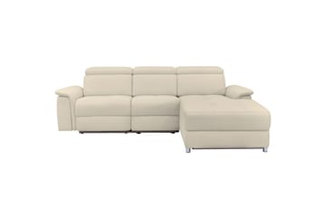 Hörnsoffa 3-sits Pareli Vit, Sunday tyg, Höger manuell vilstol - Vit, Sunday tyg, Höger manuell vilstol - Möbler - Soffa - Biosoffa & reclinersoffa