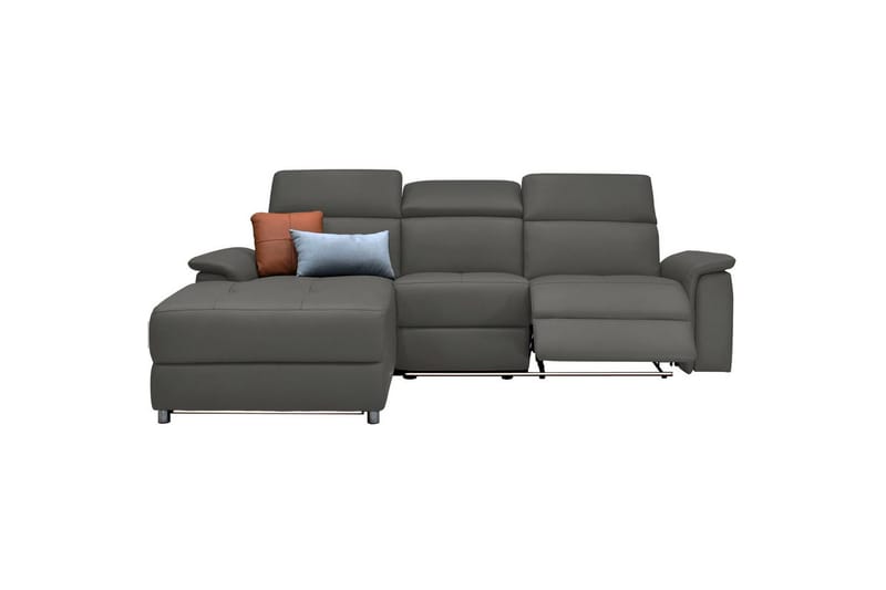 Hörnsoffa 3-sits Pareli Grå, Läder/PU, Vänster Manuell Fåtölj - Grå, Läder/PU, Vänster Manuell Fåtölj - Möbler - Soffa - Biosoffa & reclinersoffa