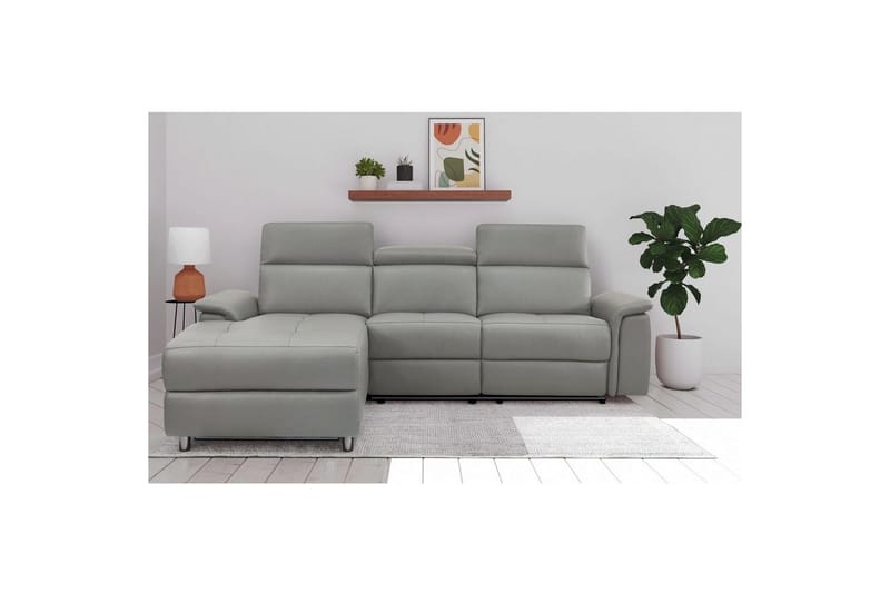 Hörnsoffa 3-sits Pareli Grå, Sunday tyg, Vänster Manuell Fåtölj - Grå, Sunday tyg, Vänster Manuell Fåtölj - Möbler - Soffa - Biosoffa & reclinersoffa