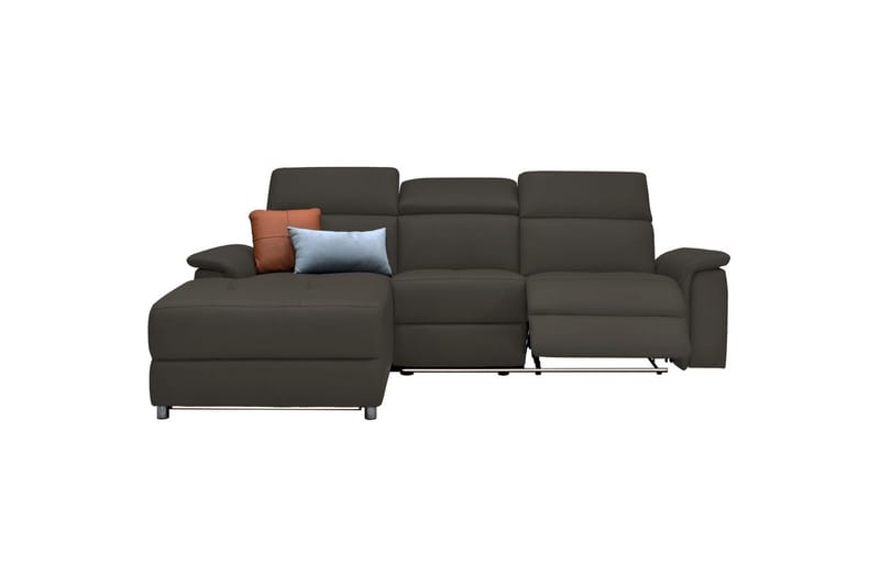 Hörnsoffa 3-sits Pareli Brun, Läder/PU, Vänster Manuell Fåtölj - Brun, Läder/PU, Vänster Manuell Fåtölj - Möbler - Soffa - Biosoffa & reclinersoffa