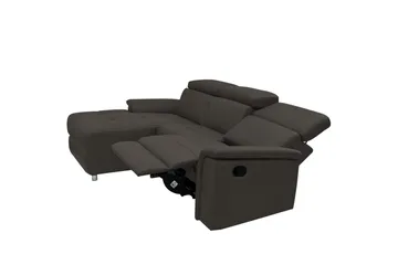 Hörnsoffa 3-sits Pareli Brun, Läder/PU, Vänster Manuell Fåtölj - Brun, Läder/PU, Vänster Manuell Fåtölj - Möbler - Soffa - Biosoffa & reclinersoffa