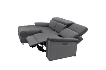 Hörnsoffa 3-sits Pareli Grå, Sand tyg, Vänster Elektrisk Fåtölj - Grå, Sand tyg, Vänster Elektrisk Fåtölj - Möbler - Soffa - Biosoffa & reclinersoffa