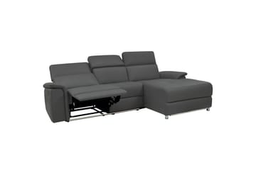 Hörnsoffa 3-sits Pareli Grå, Läder/PU, Höger manuell vilstol - Grå, Läder/PU, Höger manuell vilstol - Möbler - Soffa - Biosoffa & reclinersoffa