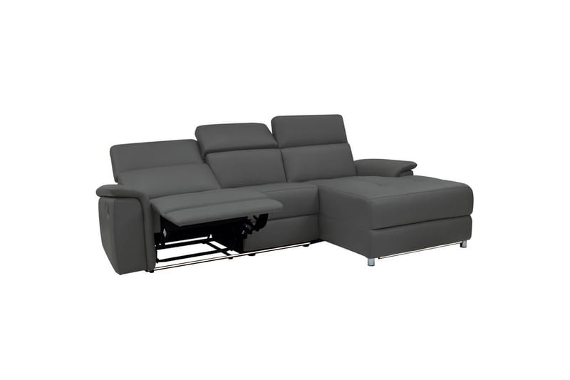 Hörnsoffa 3-sits Pareli Grå, Läder/PU, Höger manuell vilstol - Grå, Läder/PU, Höger manuell vilstol - Möbler - Soffa - Biosoffa & reclinersoffa