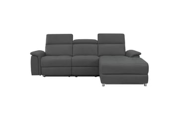 Hörnsoffa 3-sits Pareli Grå, Läder/PU, Höger manuell vilstol - Grå, Läder/PU, Höger manuell vilstol - Möbler - Soffa - Biosoffa & reclinersoffa