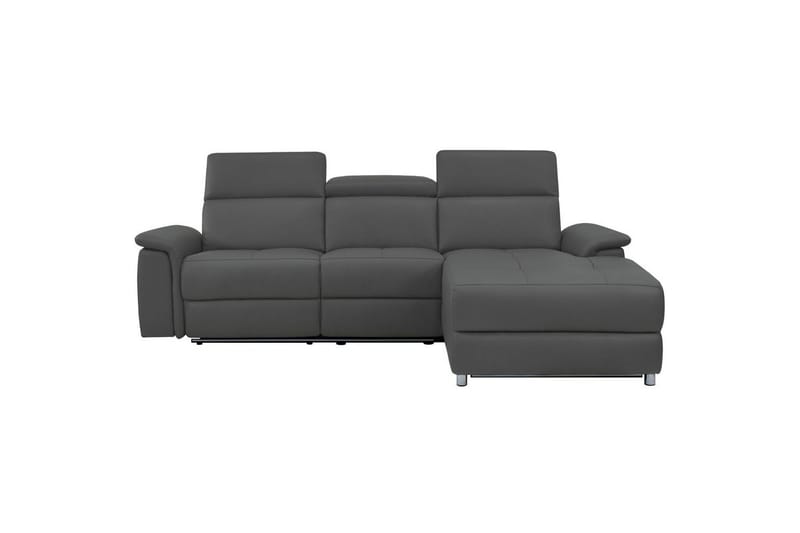 Hörnsoffa 3-sits Pareli Grå, Läder/PU, Höger manuell vilstol - Grå, Läder/PU, Höger manuell vilstol - Möbler - Soffa - Biosoffa & reclinersoffa