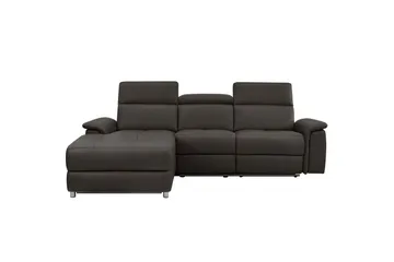 Hörnsoffa 3-sits Pareli Brun, Läder/PU, Vänster Elektrisk Fåtölj - Brun, Läder/PU, Vänster Elektrisk Fåtölj - Möbler - Soffa - Biosoffa & reclinersoffa