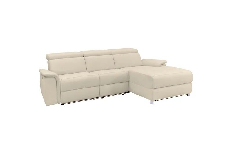 Hörnsoffa 3-sits Pareli Vit, Sunday tyg, Höger manuell vilstol - Vit, Sunday tyg, Höger manuell vilstol - Möbler - Soffa - Biosoffa & reclinersoffa