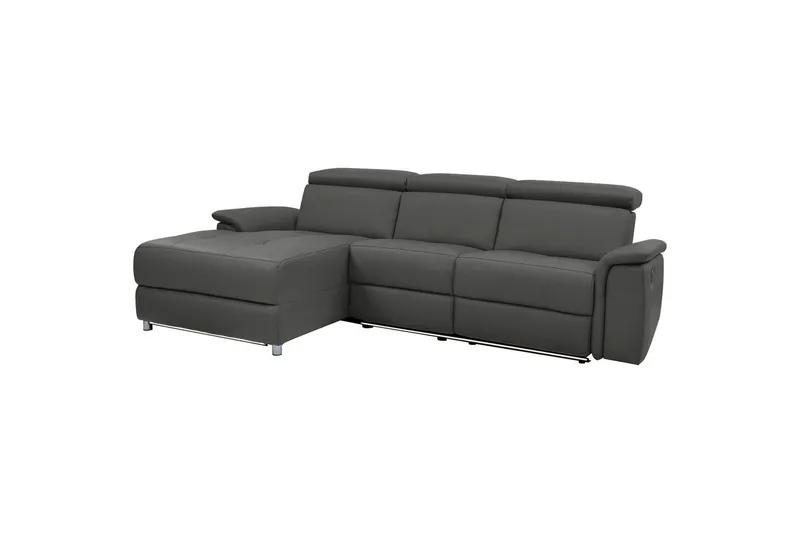 Hörnsoffa 3-sits Pareli Svart, PU, Vänster Elektrisk Fåtölj, Svart, PU, Vänster Elektrisk Fåtölj