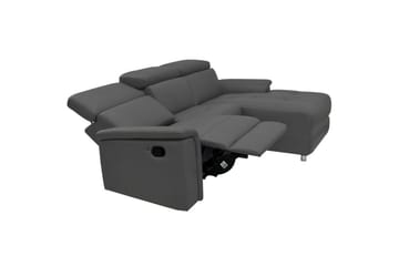 Hörnsoffa 3-sits Pareli Grå, Läder/PU, Höger manuell vilstol - Grå, Läder/PU, Höger manuell vilstol - Möbler - Soffa - Biosoffa & reclinersoffa