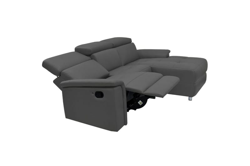Hörnsoffa 3-sits Pareli Grå, Läder/PU, Höger manuell vilstol - Grå, Läder/PU, Höger manuell vilstol - Möbler - Soffa - Biosoffa & reclinersoffa