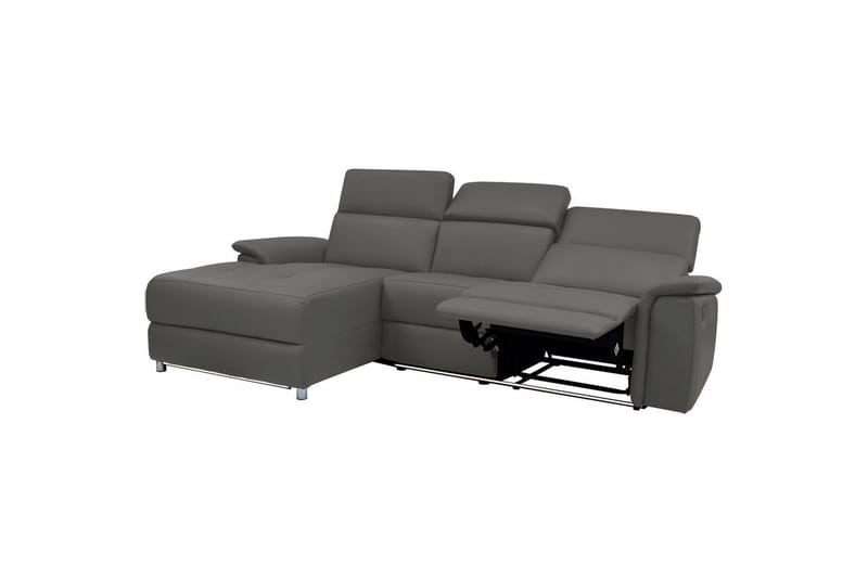 Hörnsoffa 3-sits Pareli Grå, Läder/PU, Vänster Manuell Fåtölj - Grå, Läder/PU, Vänster Manuell Fåtölj - Möbler - Soffa - Biosoffa & reclinersoffa