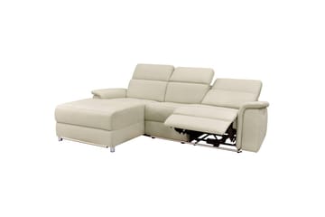 Hörnsoffa 3-sits Pareli Vit, Sunday tyg, Vänster Manuell Fåtölj - Vit, Sunday tyg, Vänster Manuell Fåtölj - Möbler - Soffa - Biosoffa & reclinersoffa