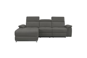 Hörnsoffa 3-sits Pareli Grå, Läder/PU, Vänster Manuell Fåtölj - Grå, Läder/PU, Vänster Manuell Fåtölj - Möbler - Soffa - Biosoffa & reclinersoffa