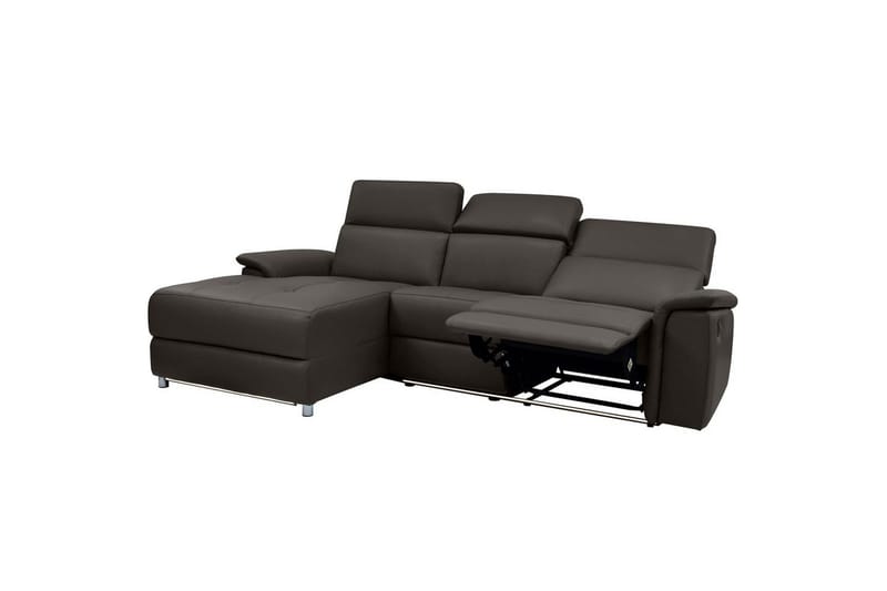 Hörnsoffa 3-sits Pareli Brun, Läder/PU, Vänster Elektrisk Fåtölj - Brun, Läder/PU, Vänster Elektrisk Fåtölj - Möbler - Soffa - Biosoffa & reclinersoffa