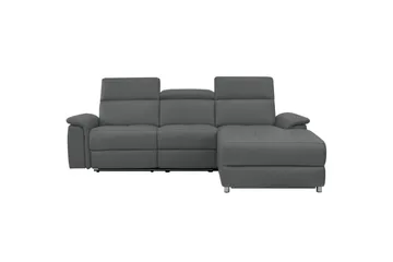 Hörnsoffa 3-sits Pareli Grå, Läder/PU, Höger elektrisk vilstol - Grå, Läder/PU, Höger elektrisk vilstol - Möbler - Soffa - Biosoffa & reclinersoffa