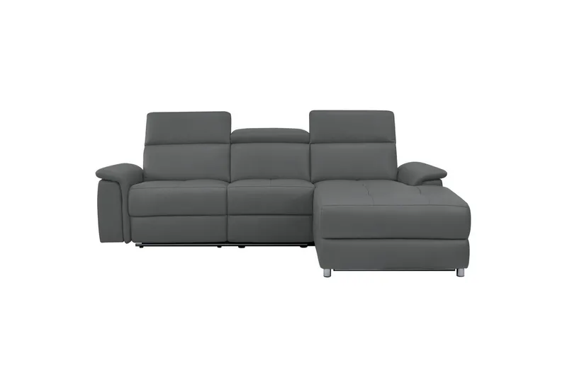 Hörnsoffa 3-sits Pareli Grå, Läder/PU, Höger elektrisk vilstol - Grå, Läder/PU, Höger elektrisk vilstol - Möbler - Soffa - Biosoffa & reclinersoffa