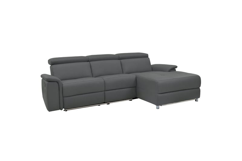 Hörnsoffa 3-sits Pareli Grå, Läder/PU, Höger elektrisk vilstol - Grå, Läder/PU, Höger elektrisk vilstol - Möbler - Soffa - Biosoffa & reclinersoffa