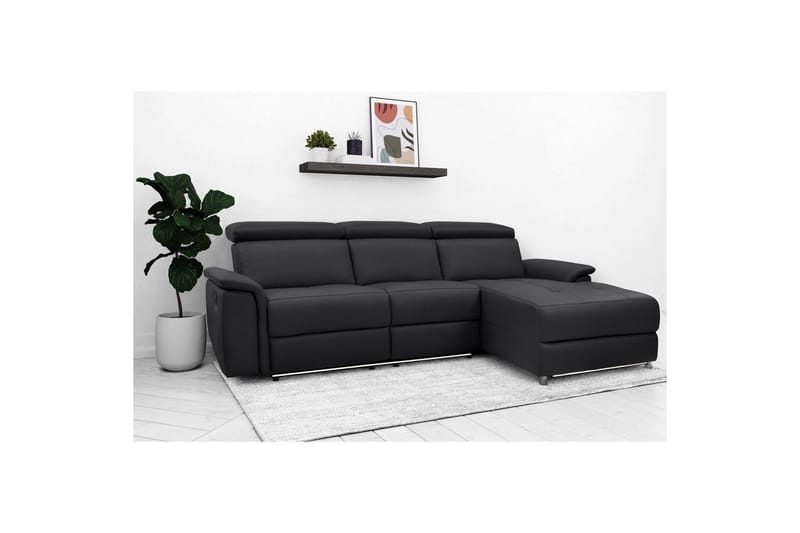 Hörnsoffa 3-sits Pareli Svart, Läder/PU, Höger elektrisk vilstol - Svart, Läder/PU, Höger elektrisk vilstol - Möbler - Soffa - Biosoffa & reclinersoffa