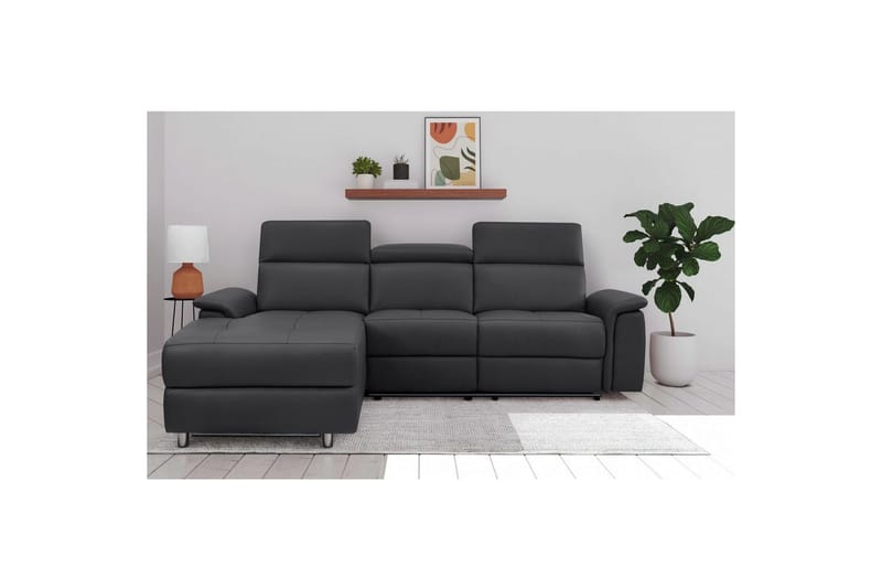 Hörnsoffa 3-sits Pareli Svart, Läder/PU, Vänster Elektrisk Fåtölj - Svart, Läder/PU, Vänster Elektrisk Fåtölj - Möbler - Soffa - Biosoffa & reclinersoffa