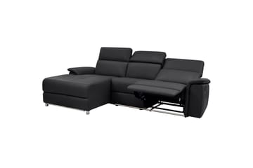 Hörnsoffa 3-sits Pareli Svart, Läder/PU, Vänster Elektrisk Fåtölj - Svart, Läder/PU, Vänster Elektrisk Fåtölj - Möbler - Soffa - Biosoffa & reclinersoffa