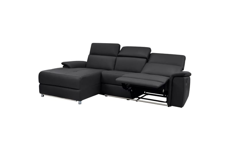 Hörnsoffa 3-sits Pareli Svart, Läder/PU, Vänster Elektrisk Fåtölj - Svart, Läder/PU, Vänster Elektrisk Fåtölj - Möbler - Soffa - Biosoffa & reclinersoffa