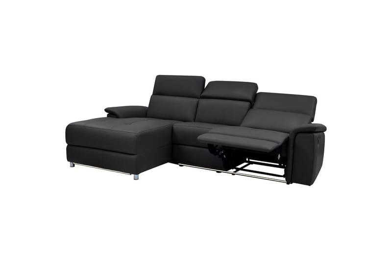 Hörnsoffa 3-sits Pareli Svart, Läder/PU, Vänster Elektrisk Fåtölj - Svart, Läder/PU, Vänster Elektrisk Fåtölj - Möbler - Soffa - Biosoffa & reclinersoffa