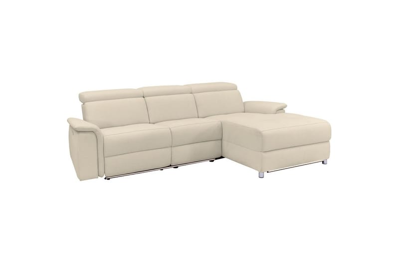 Hörnsoffa 3-sits Pareli Vit, Sunday tyg, Höger manuell vilstol - Vit, Sunday tyg, Höger manuell vilstol - Möbler - Soffa - Biosoffa & reclinersoffa